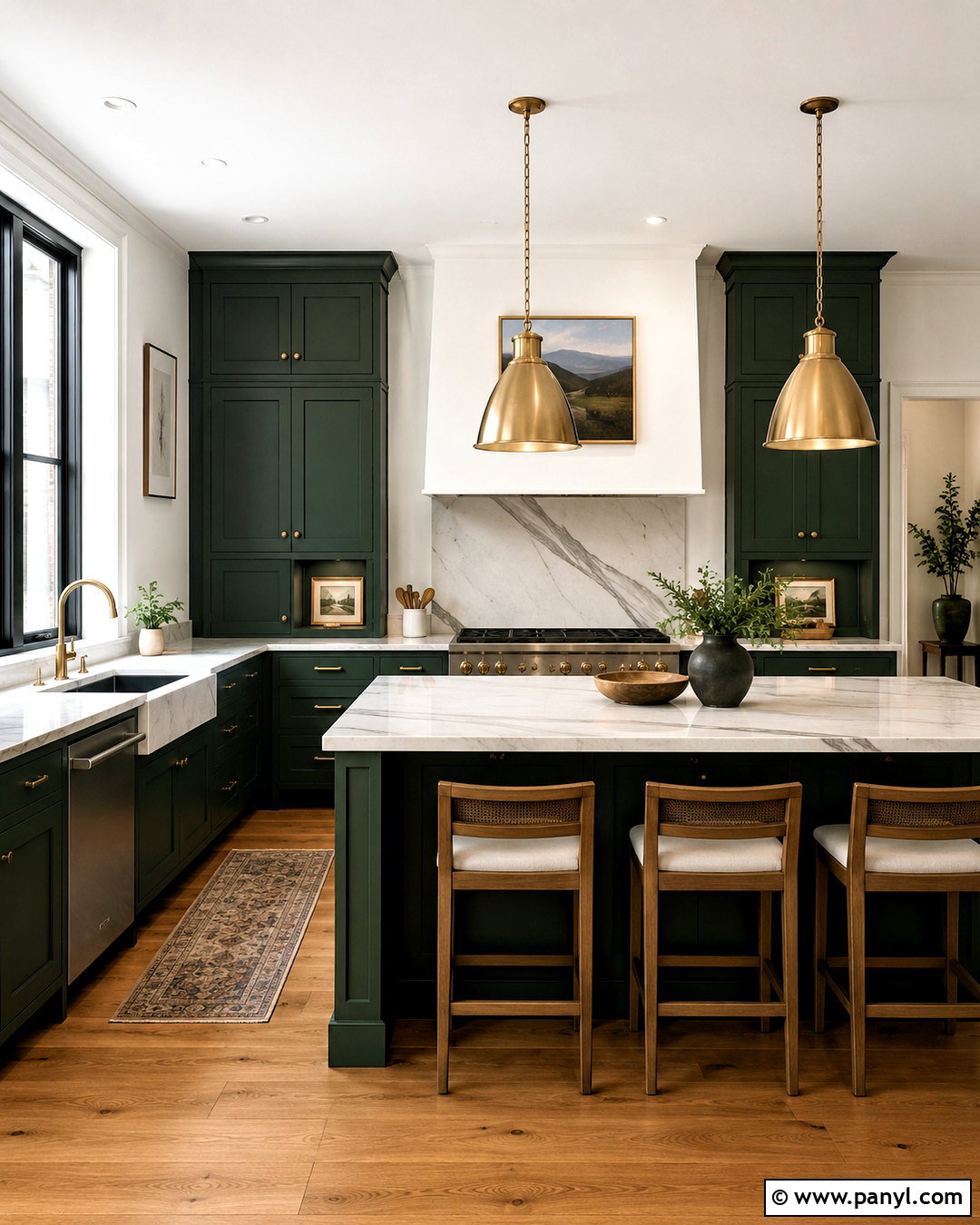 Forest Green And Warm White Kitchen - 20 popular kitchen color combinations