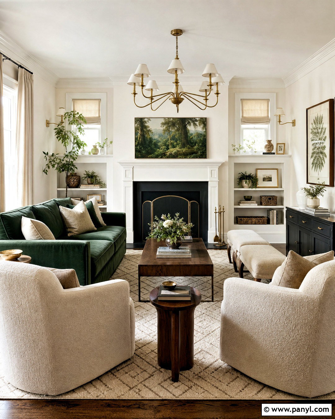 Forest Green And Warm White Living Room - 20 green and neutral living room ideas