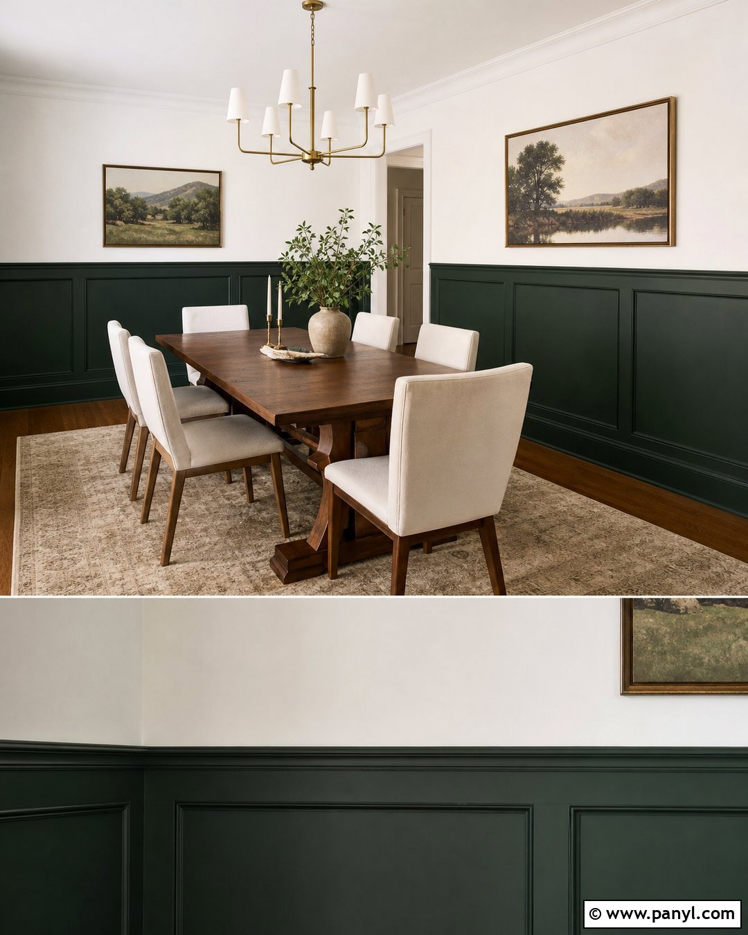 Forest Green And White Dining Room Wall - 25 Half Green Half White Wall Ideas