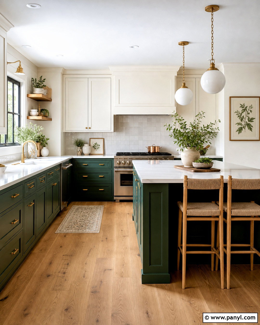 Forest Green And White Kitchen - 20 kitchen room colour ideas