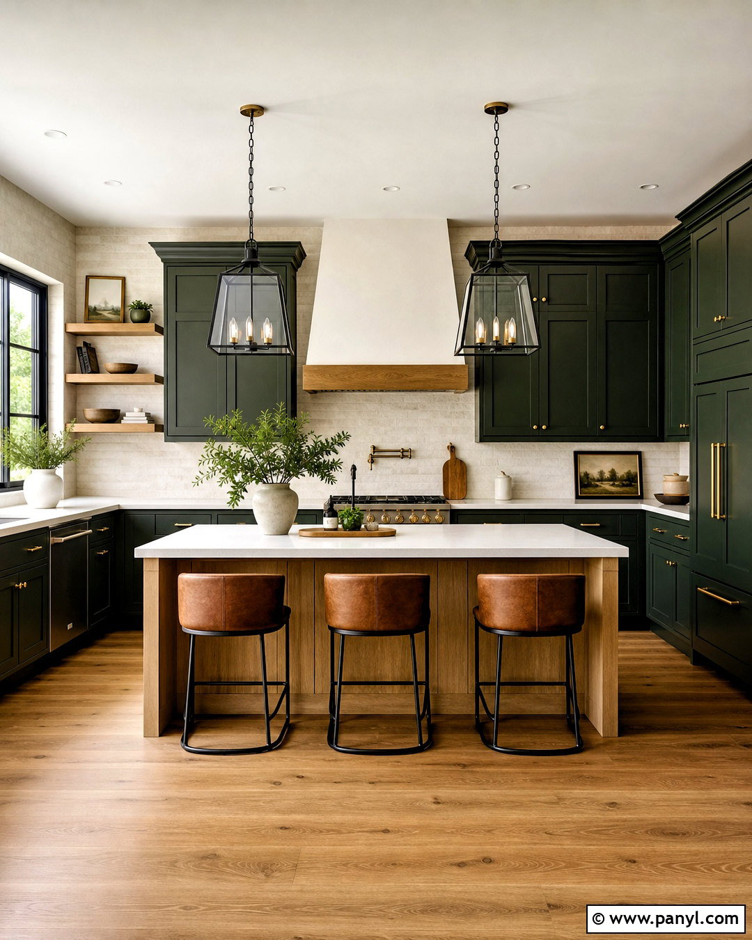 Forest Green And White Oak Kitchen - 20 kitchen color combinations ideas