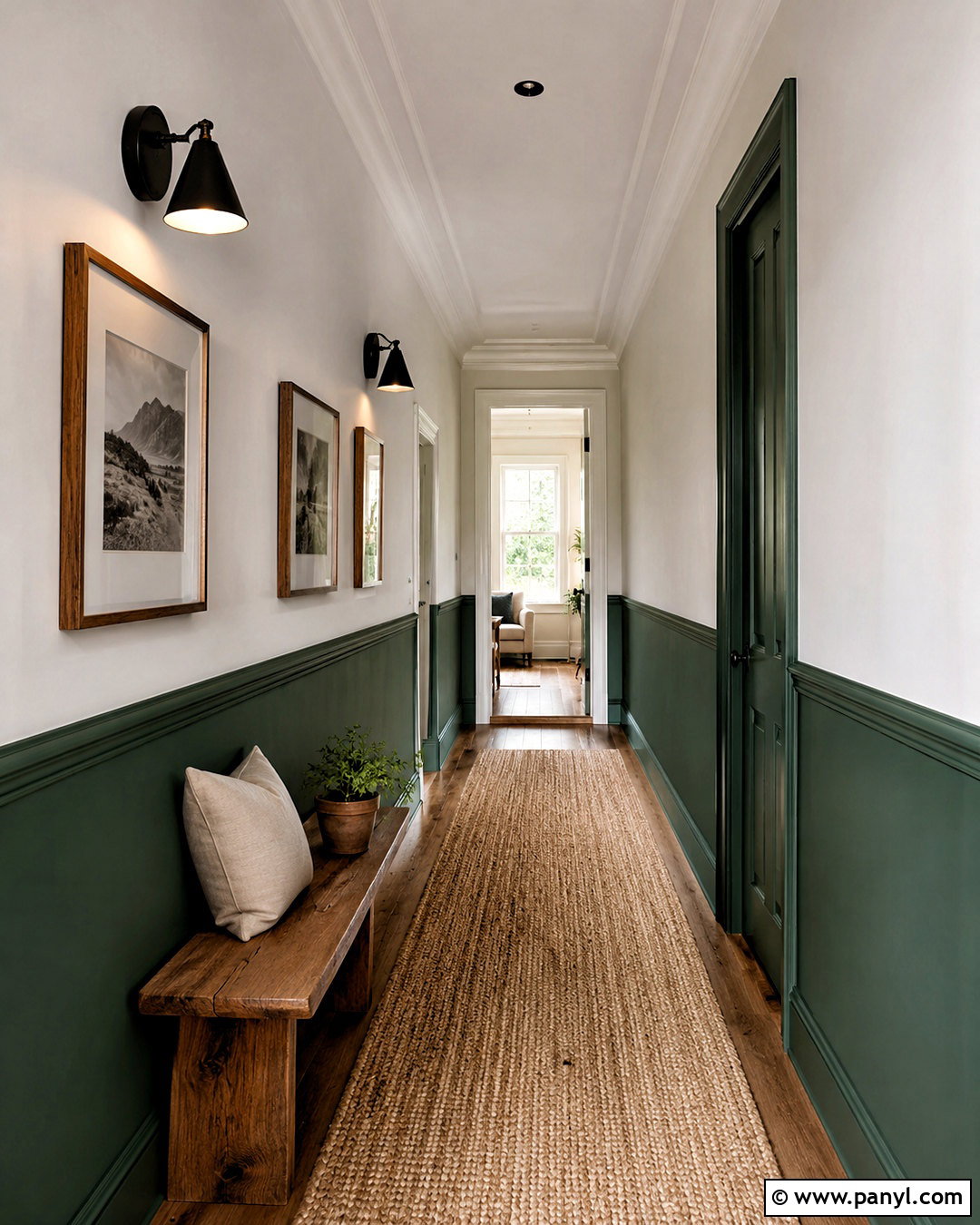 Forest Green And White Split Painted Hallway Walls - 35 Split Painted Walls
