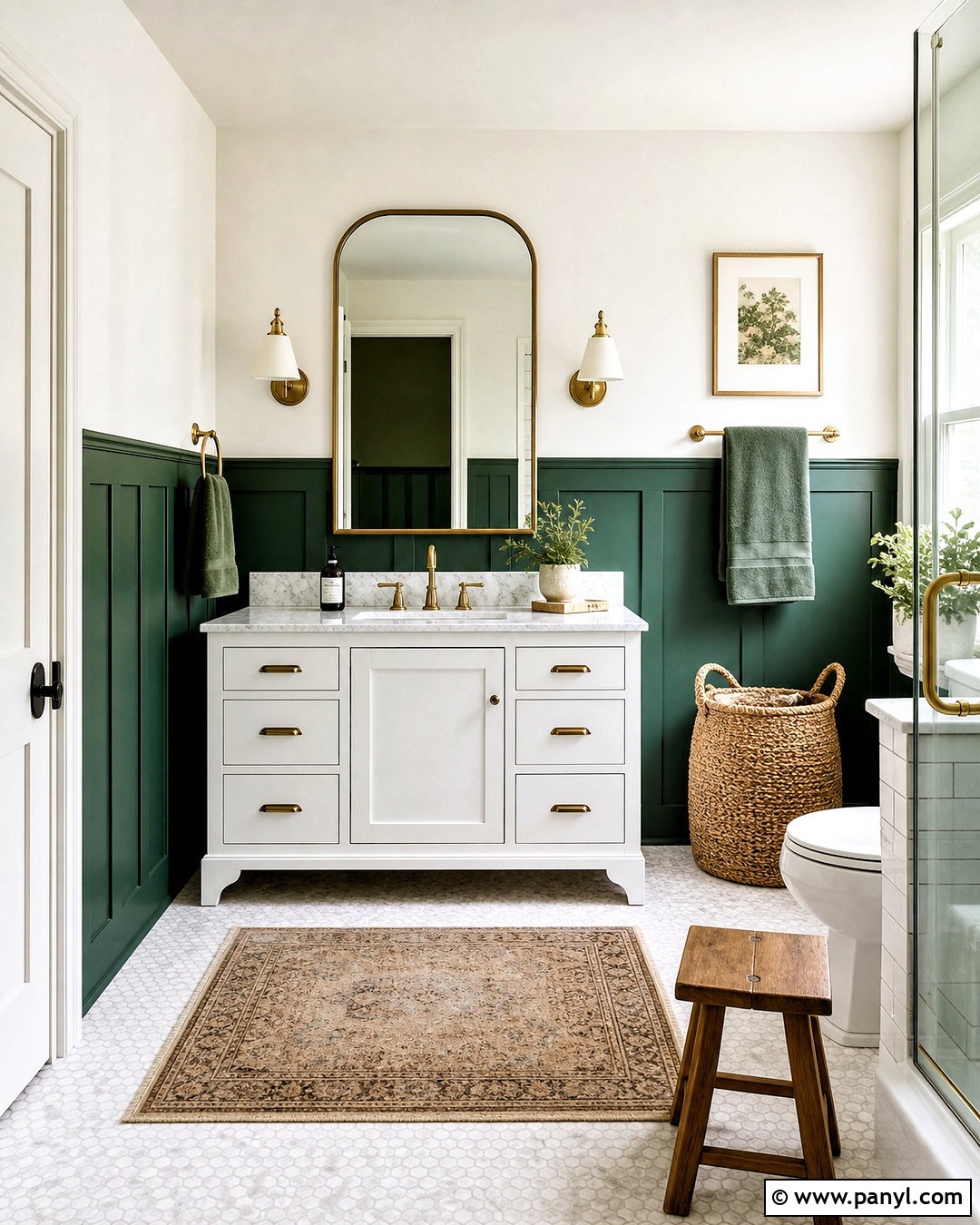 Forest Green And White Two Tone Bathroom - 20 two tone room ideas