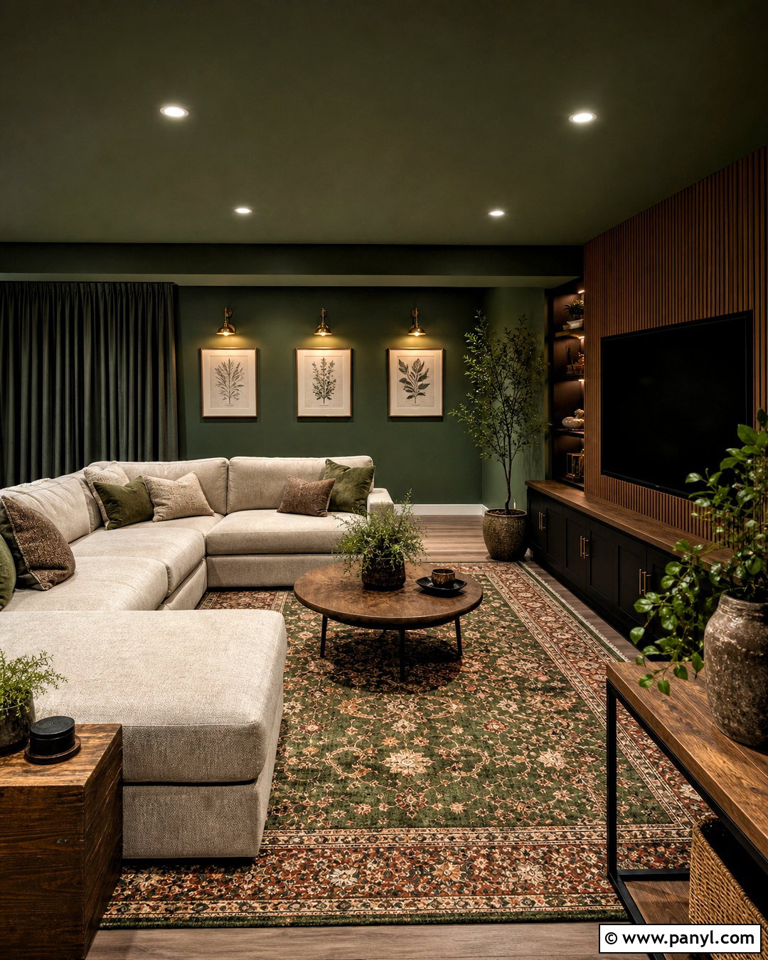 Forest Green Basement Media Room - 20 moody basement ideas