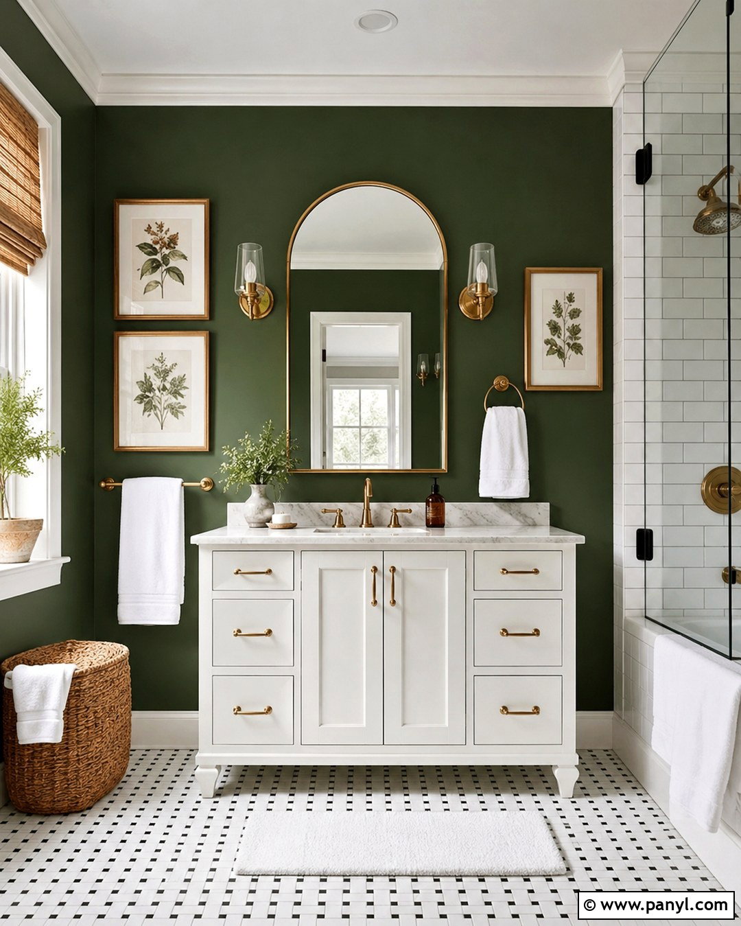 Forest Green Bathroom Wall - 20 One Wall Painted Bathroom Ideas