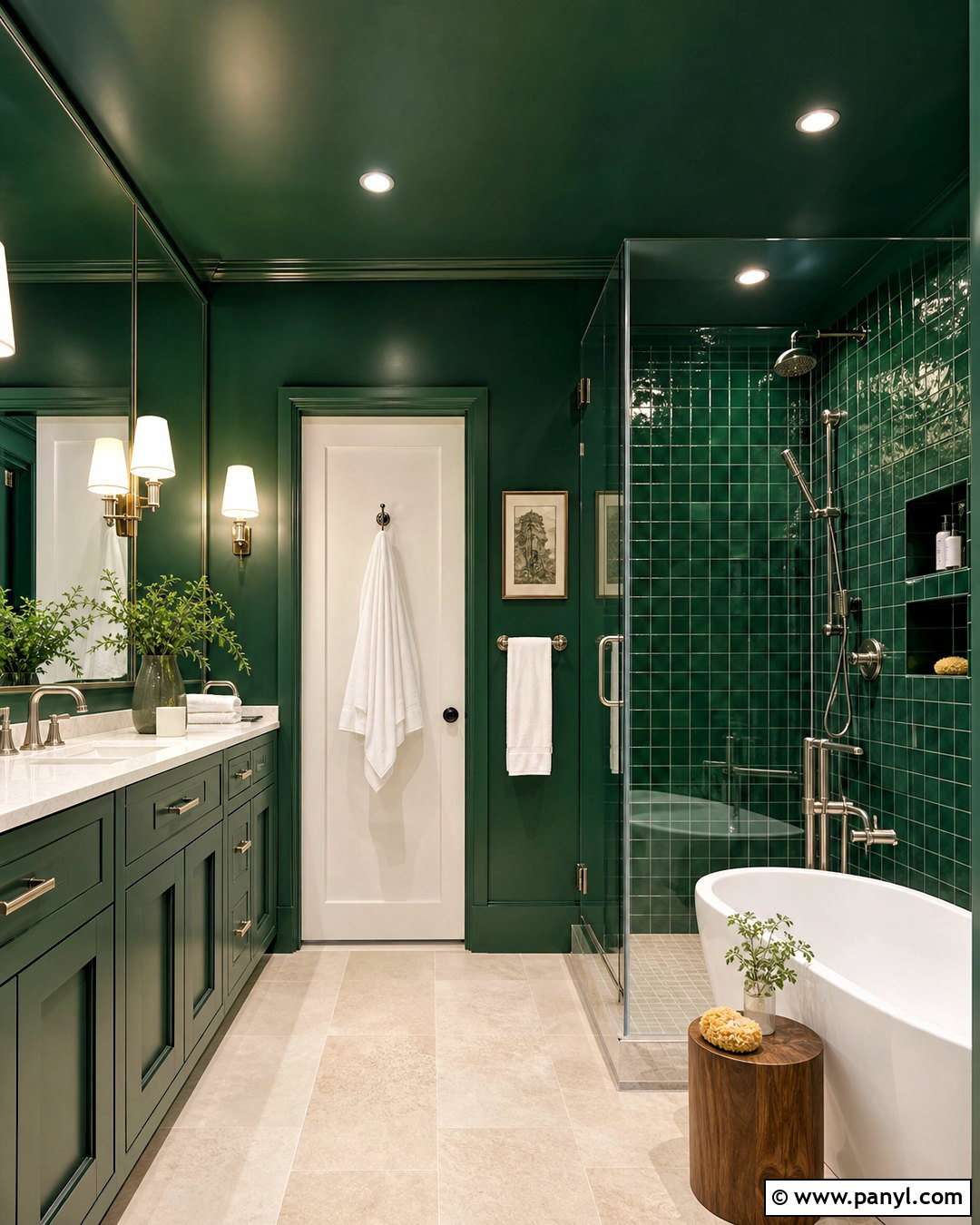 Forest Green Bathroom With Matching Walls - 20 modern green bathroom ideas