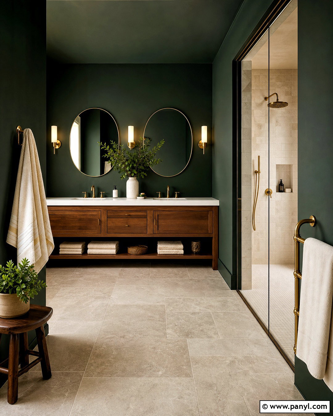 Forest Green Bathroom With Wood Vanity - 20 green bathroom design ideas