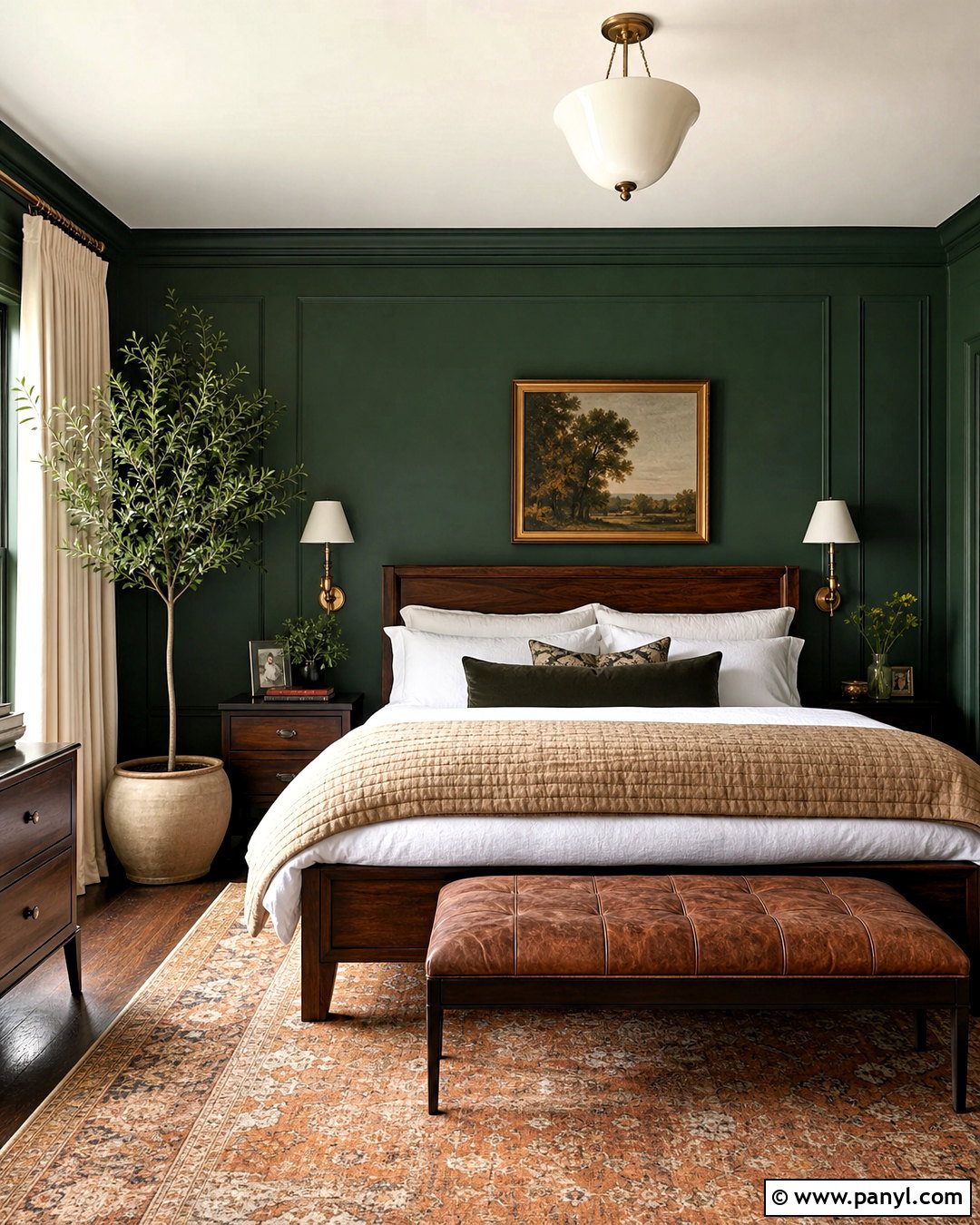 Forest Green Bedroom - 20 green color room ideas