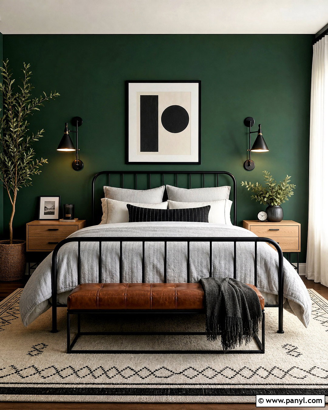 Forest Green Bedroom With Black Accents - 20 forest green bedrooms