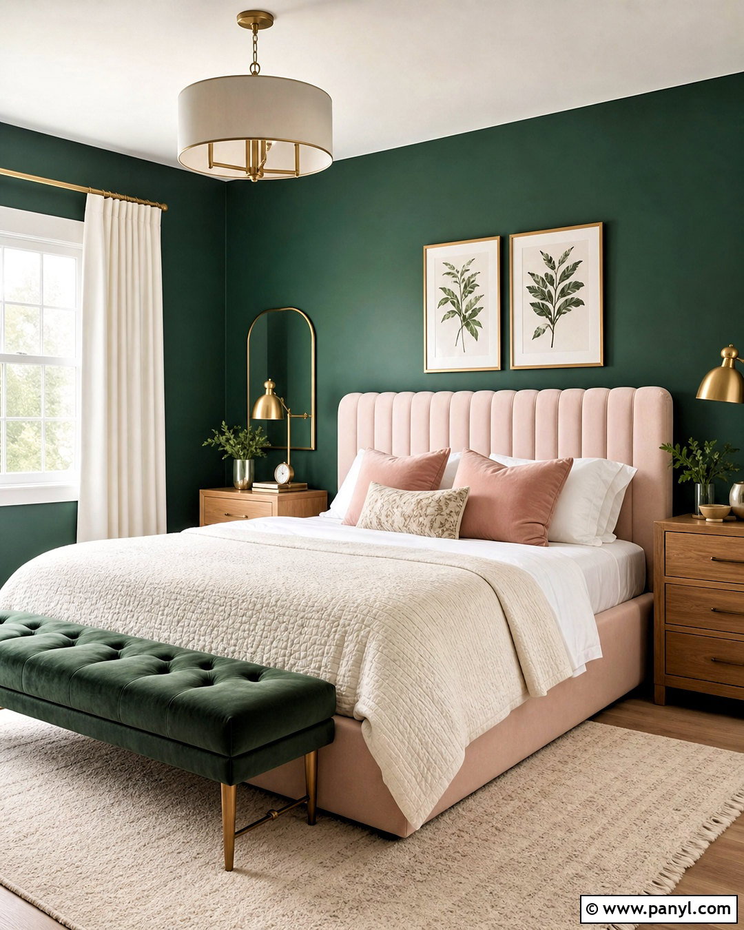 Forest Green Bedroom With Blush Pink - 20 forest green bedrooms