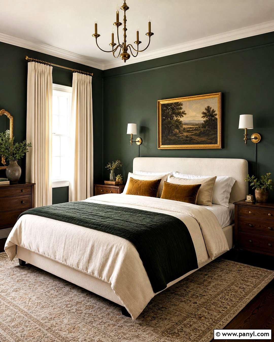Forest Green Bedroom With Brass Accents - 20 forest green bedrooms