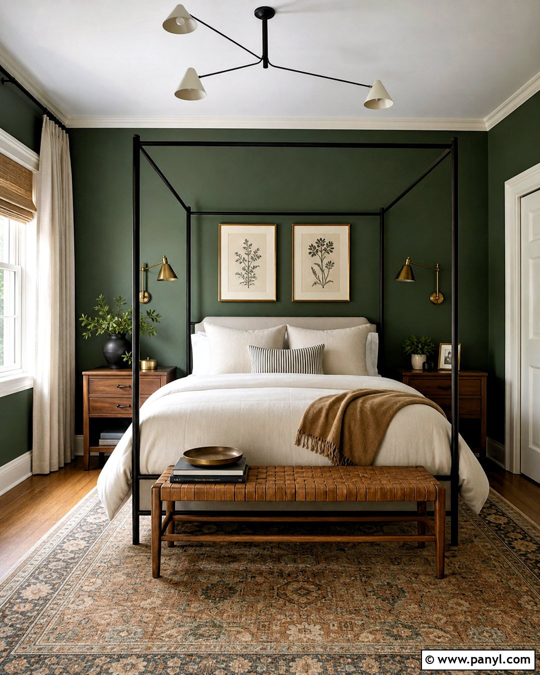 Forest Green Bedroom With Canopy Bed - 20 green wall aesthetic ideas
