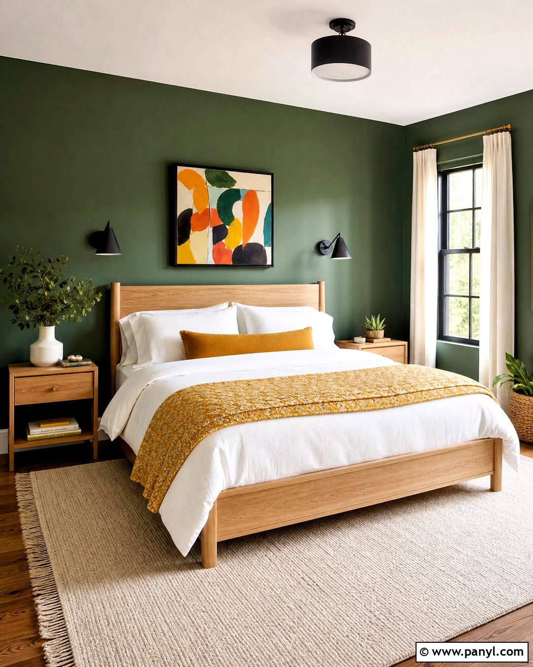 Forest Green Bedroom With Mustard Yellow - 20 forest green bedrooms
