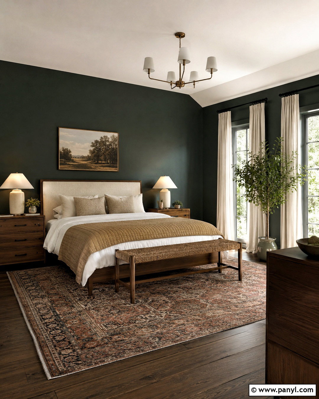Forest Green Bedroom - 20 dark room colors