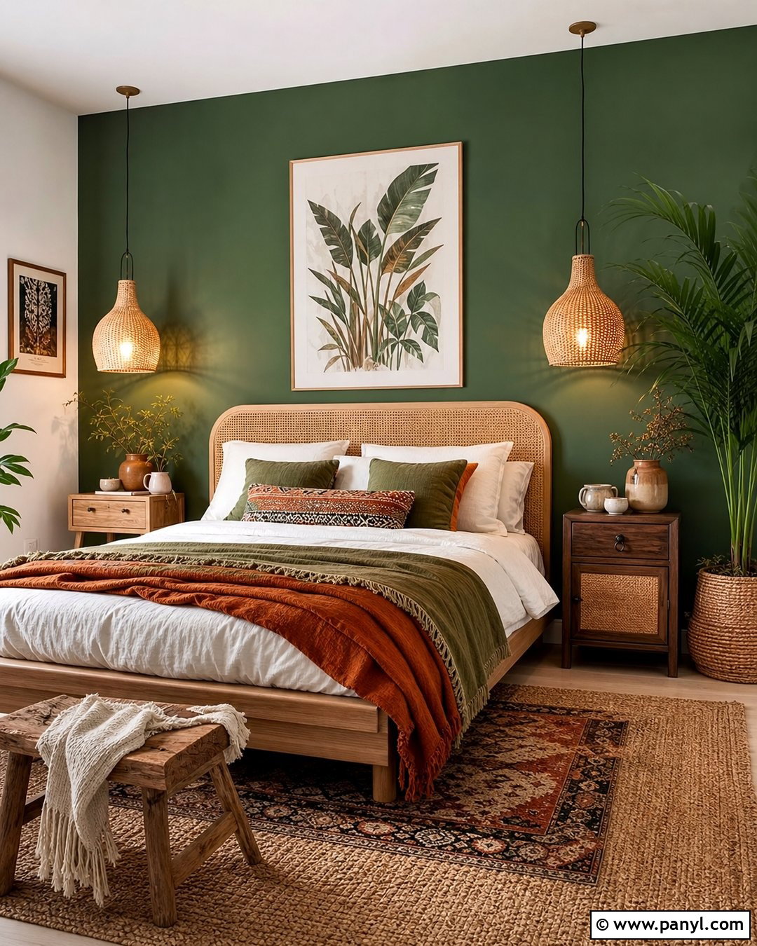 Forest Green Boho Bedroom Accent Wall - 35 forest green accent wall ideas