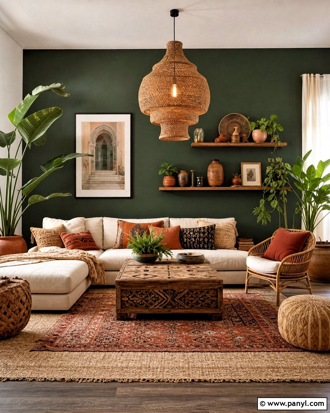 Forest Green Boho Living Room - 20 forest green living room ideas
