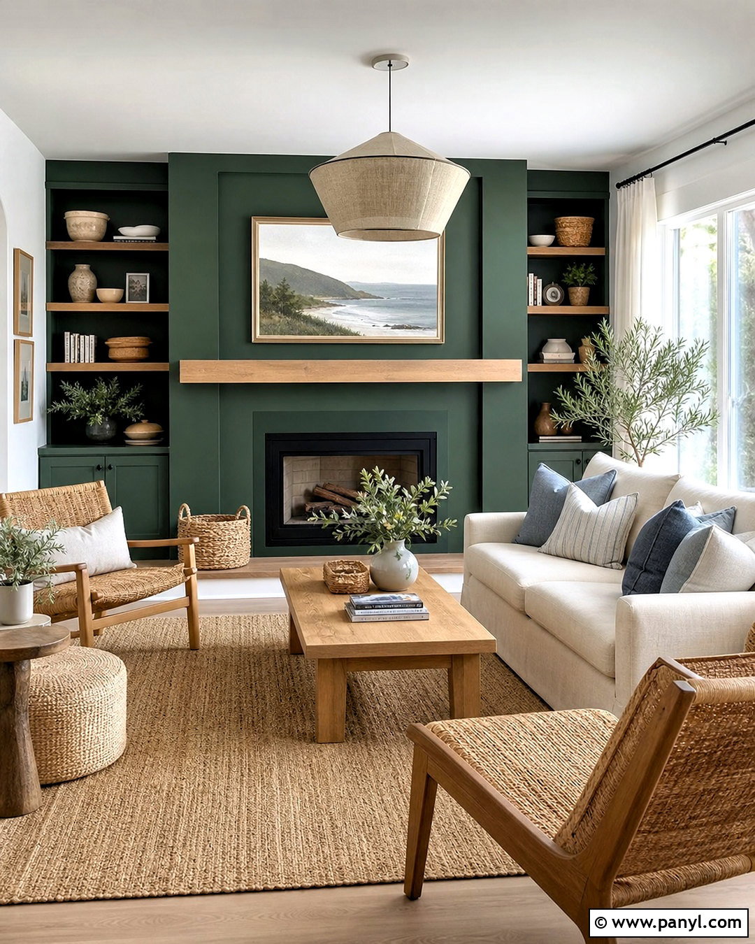 Forest Green Coastal Living Room - 20 forest green decor ideas