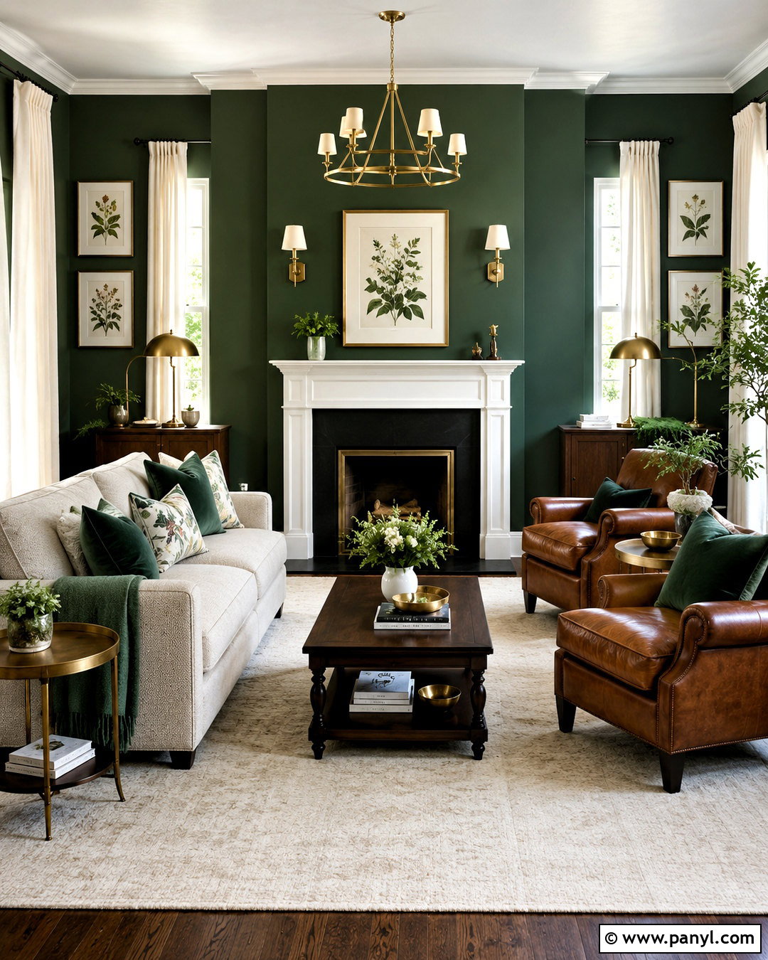 Forest Green Cognac And Ivory Living Room Color Combination - 20 best color combinations for living room ideas