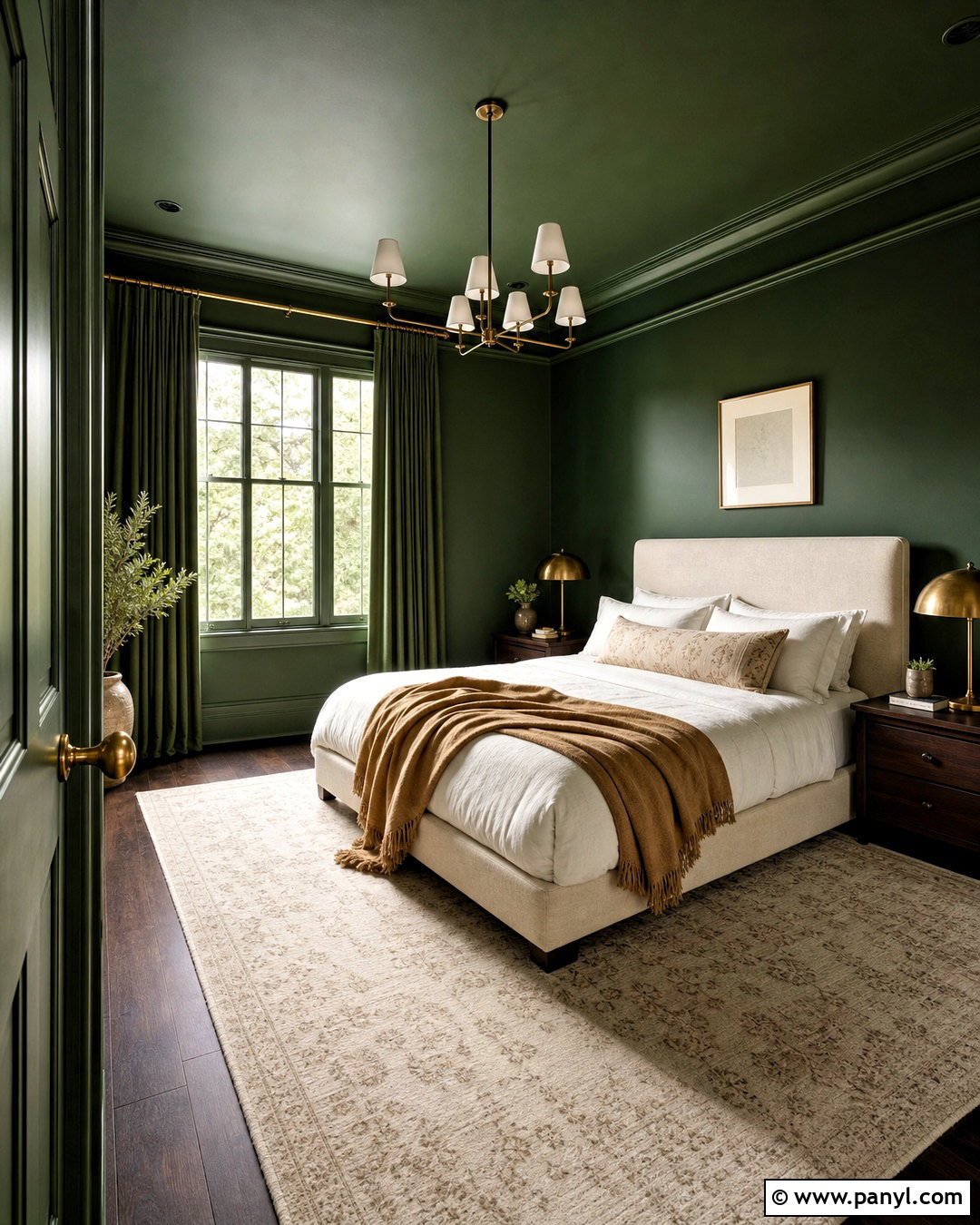 Forest Green Color Drenched Bedroom - 20 forest green bedroom ideas