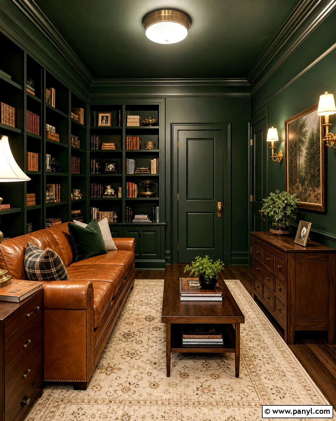 Forest Green Color Drenched Room - 20 forest green room ideas
