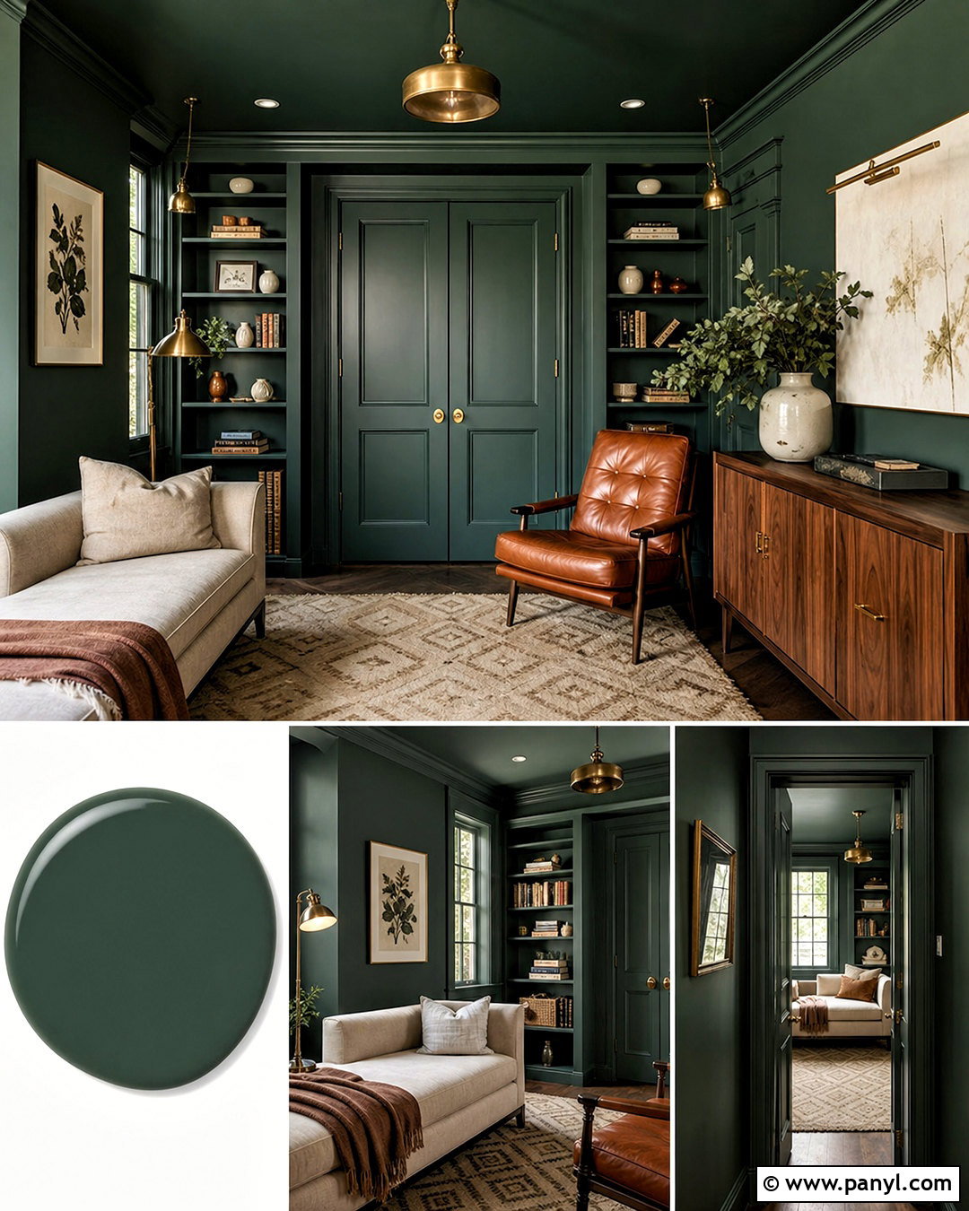 Forest Green Color Drenched Room - 20 room paint colour ideas