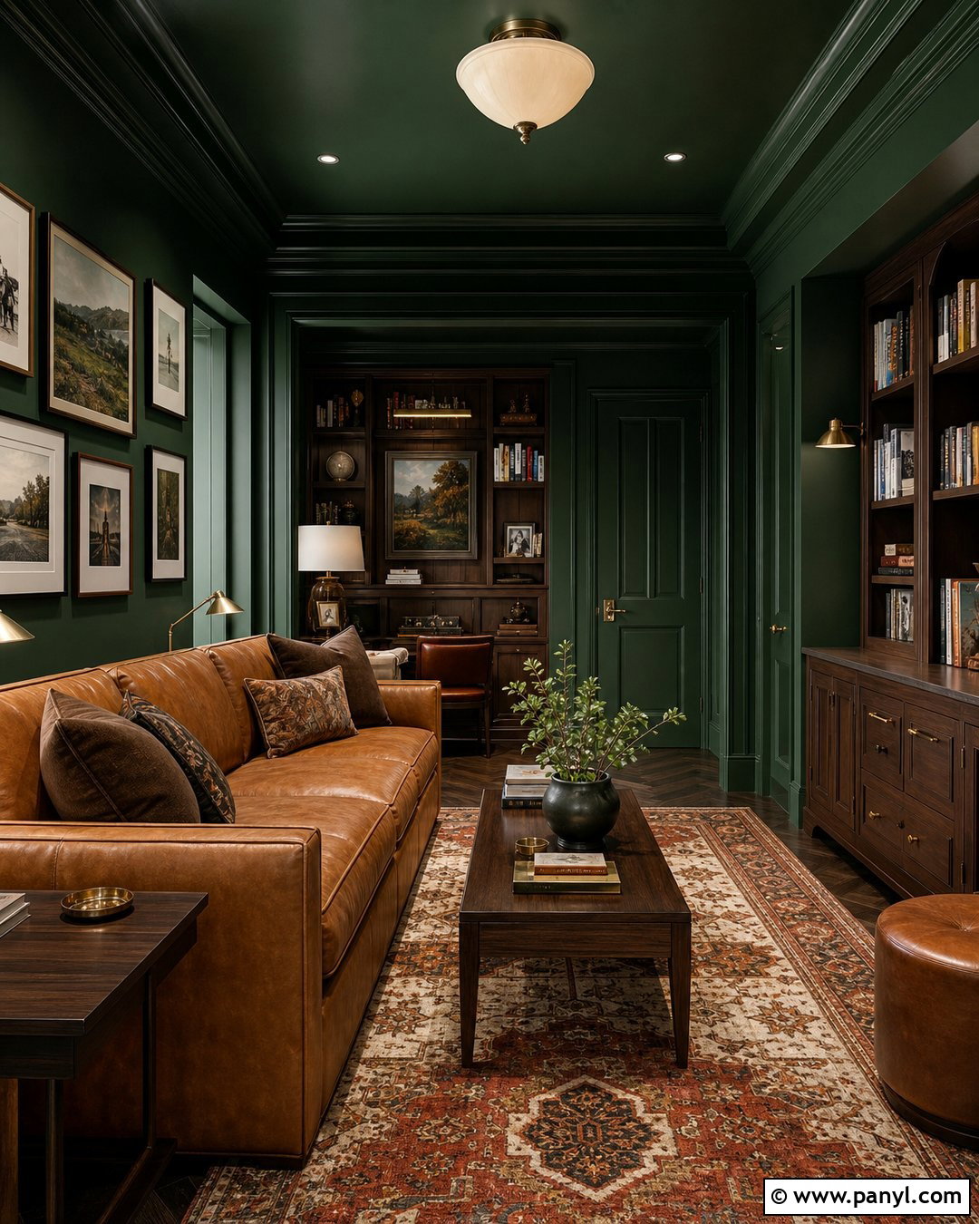 Forest Green Color Drenched Room - 25 Forest Green Wall Color Ideas