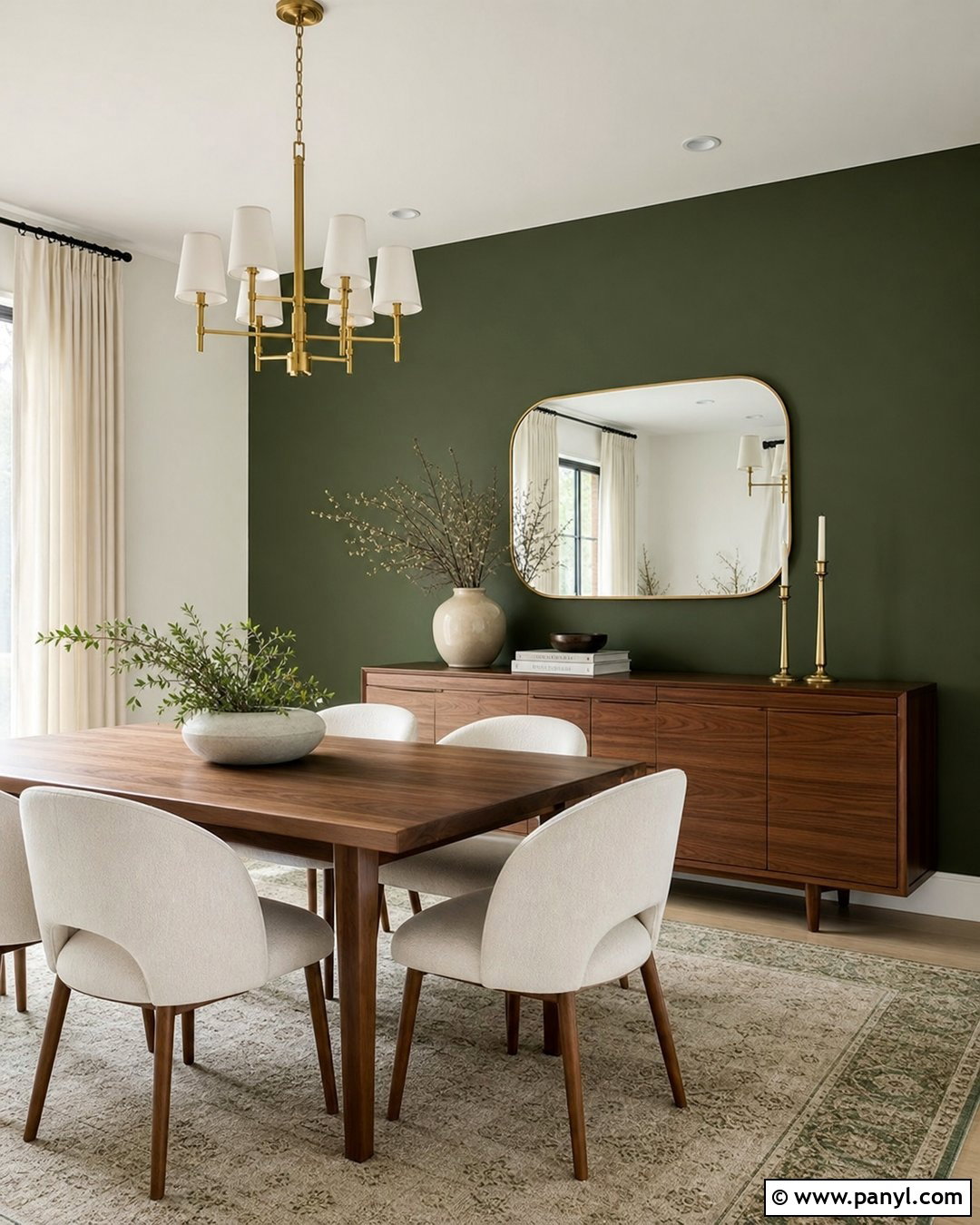 Forest Green Dining Room Accent Wall With Brass - 35 forest green accent wall ideas