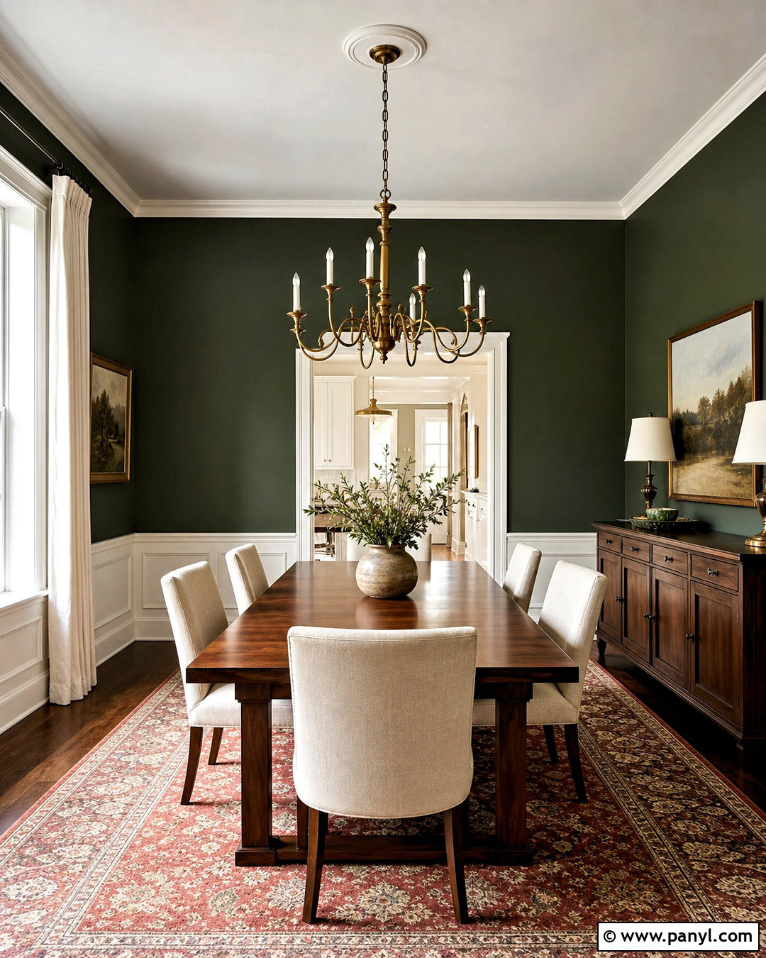 Forest Green Dining Room Walls With White Trim - 20 dark walls white trim ideas