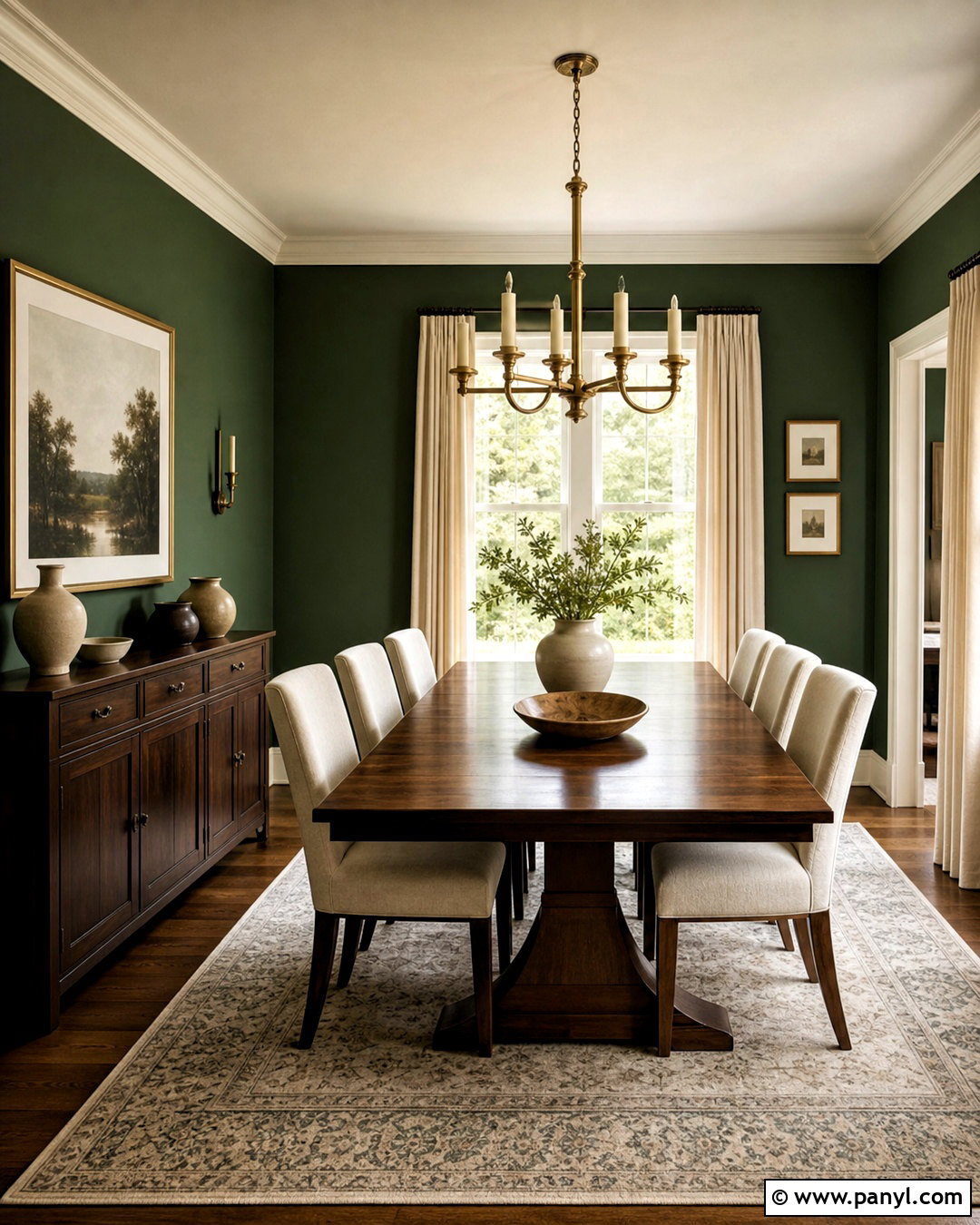 Forest Green Dining Room With Walnut Table - 20 forest green decor ideas