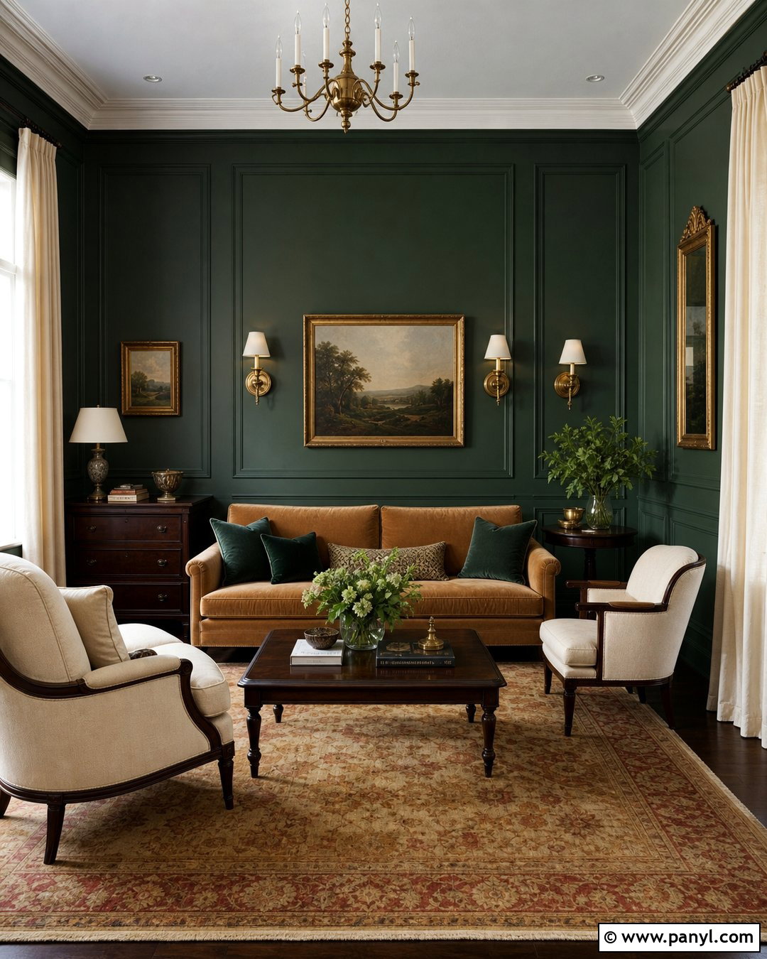 Forest Green Drawing Room Walls - 30 drawing room wall color ideas