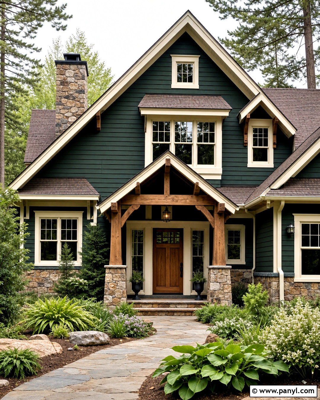 Forest Green Exterior With Stone Accents - 20 outdoor wall painting ideas exterior colors