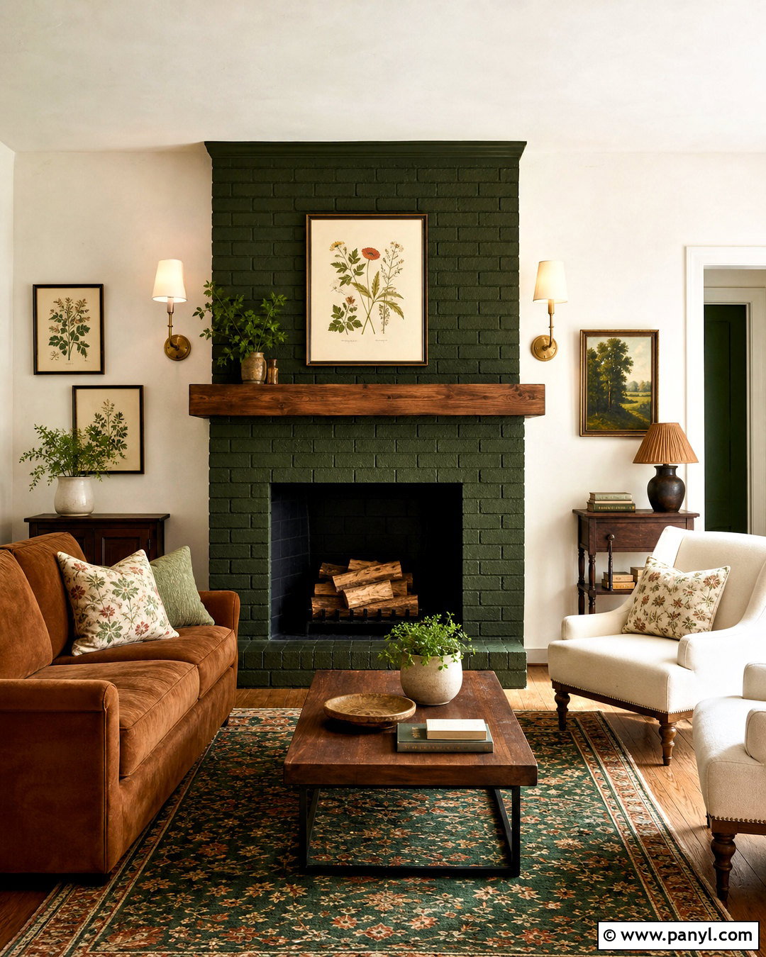Forest Green Fireplace - 20 fireplace painting ideas