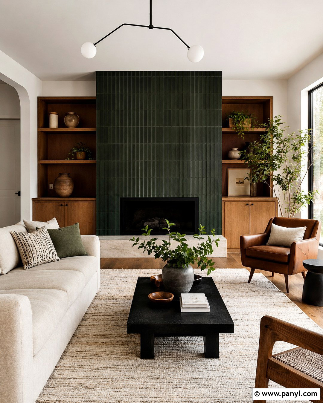 Forest Green Fireplace Tile Wall - 20 Green Tile Accent Wall Ideas
