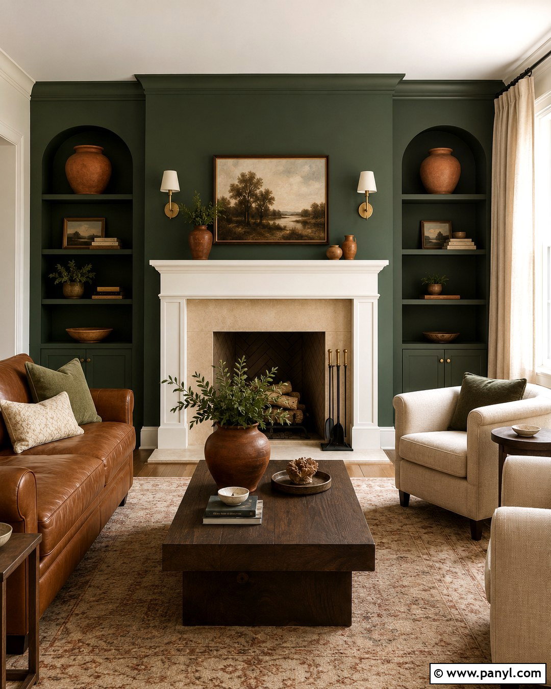 Forest Green Fireplace Wall - 20 Accent Color On Fireplace Wall Ideas