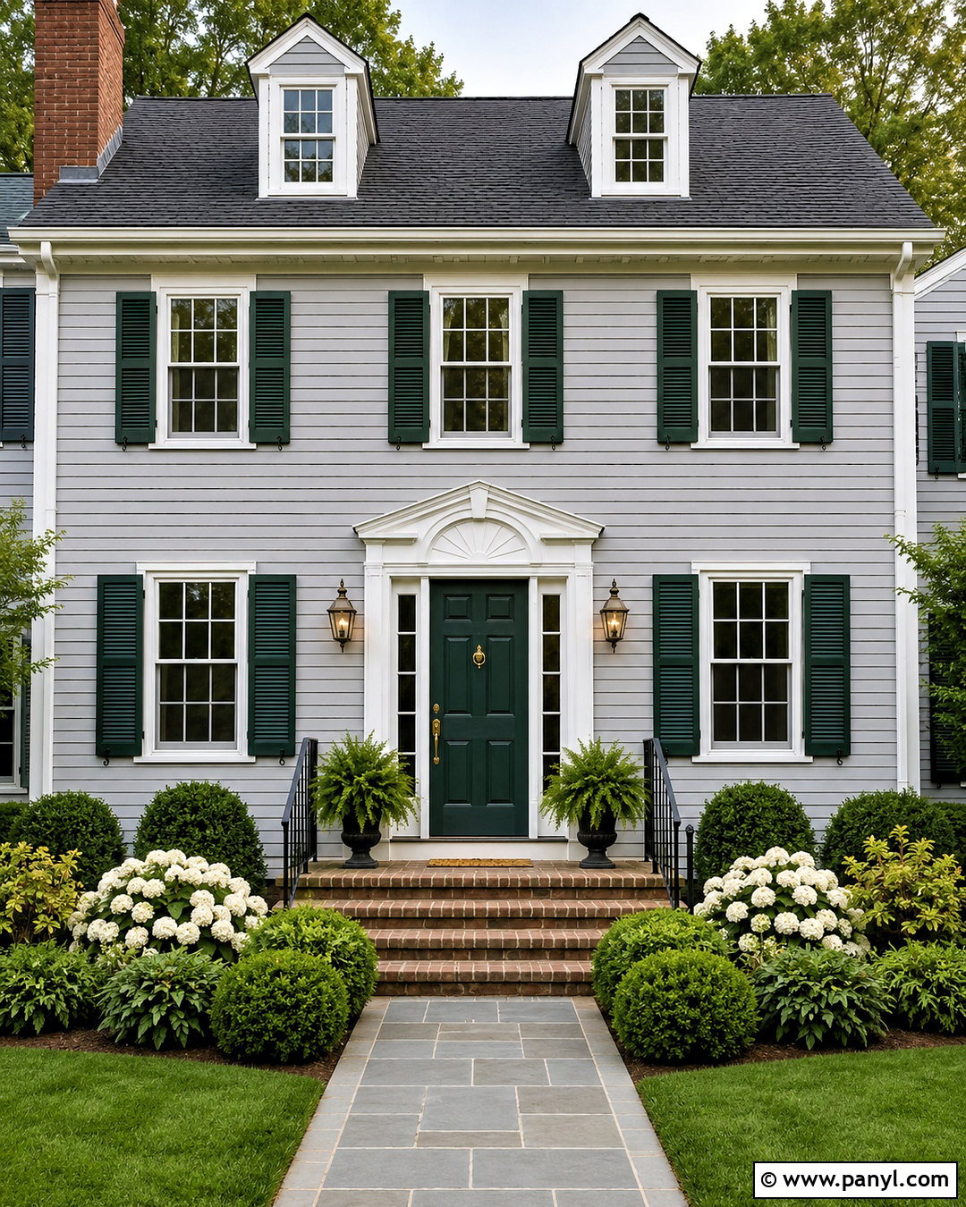 Forest Green Front Door - 20 door colors for gray house ideas