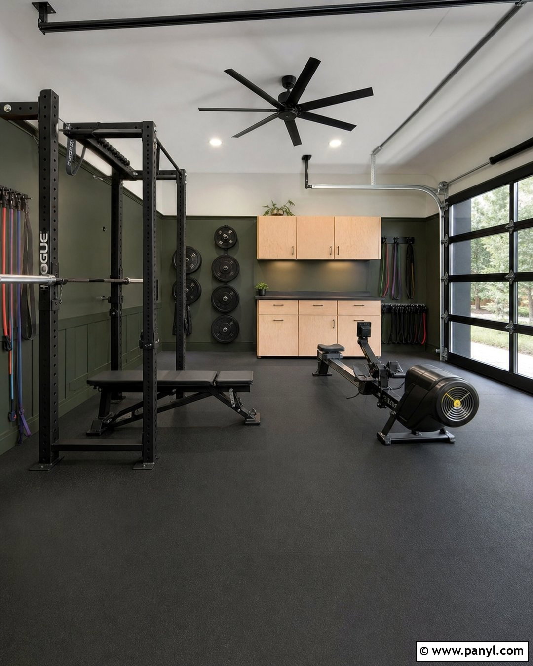 Forest Green Garage Home Gym - 20 Modern Home Gym With Green Accent Wall Ideas