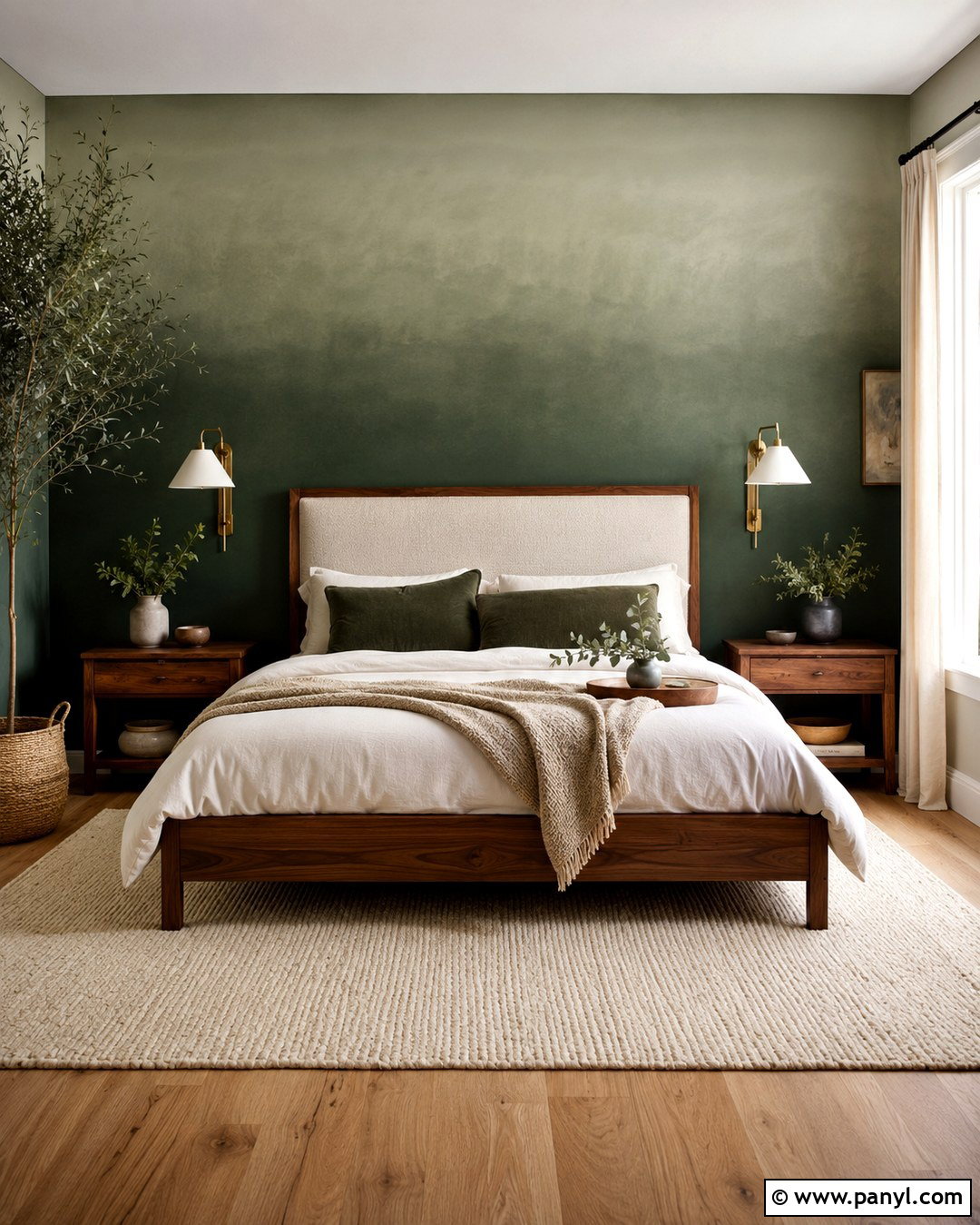 Forest Green Gradient Wall Bedroom - 20 Color Gradient Wall Ideas