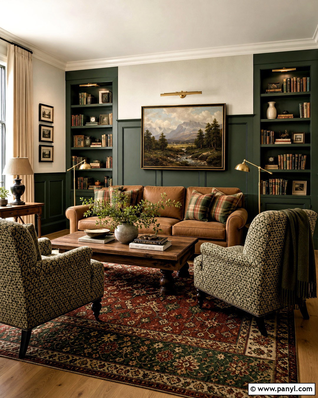Forest Green Half Painted Wall Living Room - 20 half painted wall living room ideas