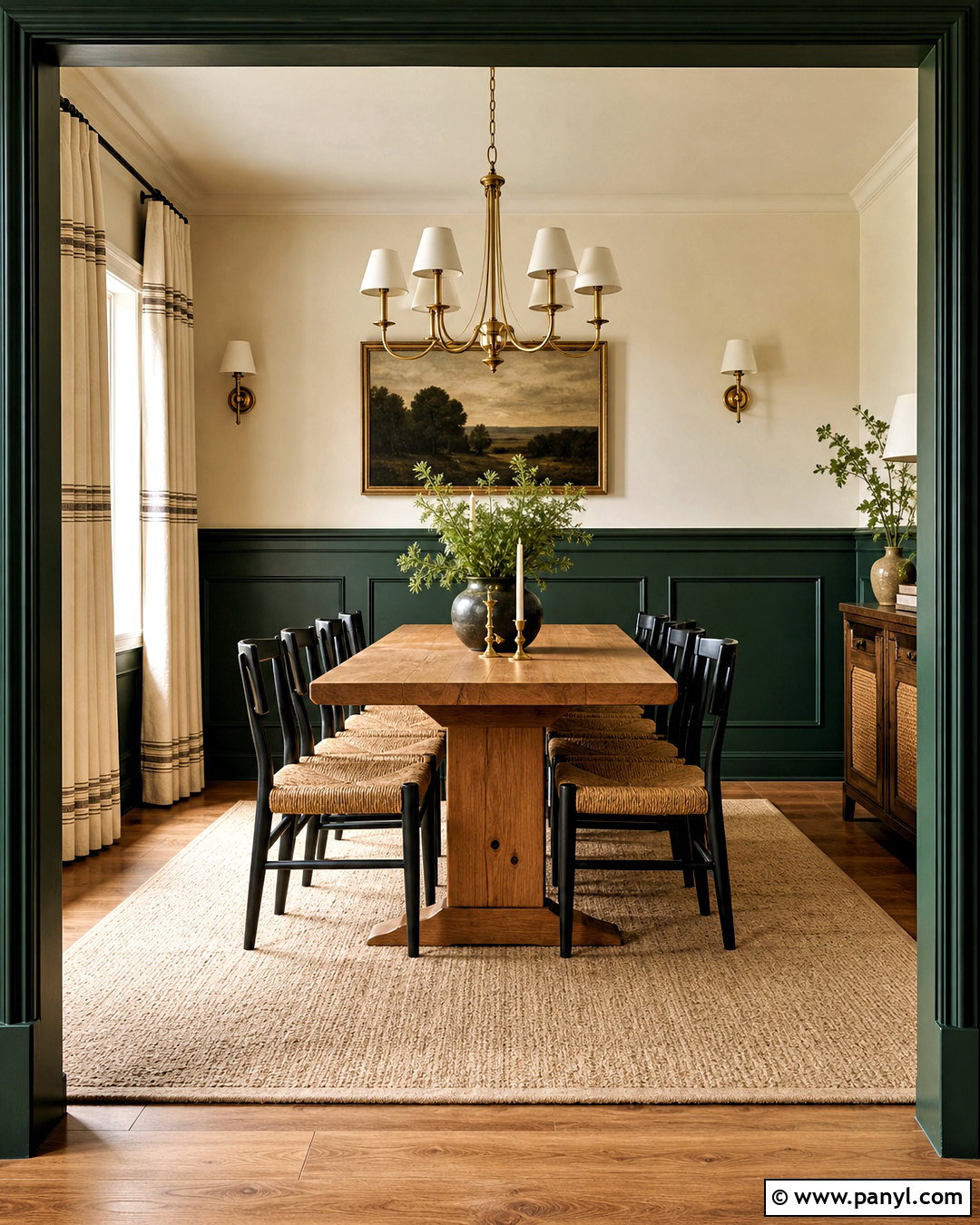 Forest Green Half Wall Dining Room - 20 half green wall ideas