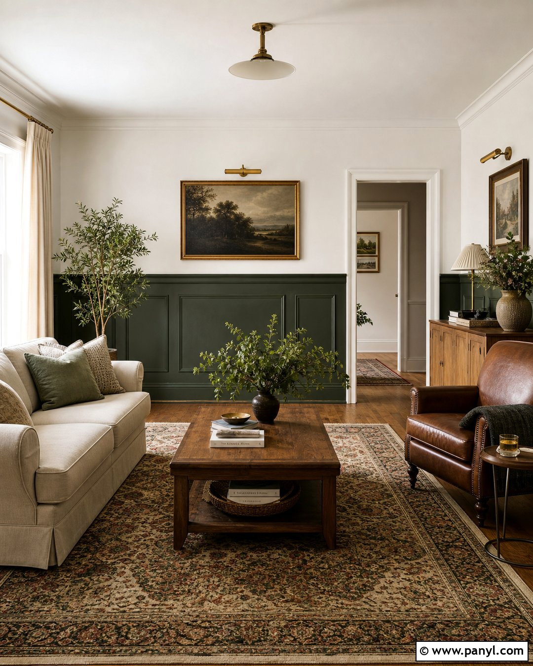 Forest Green Half Wall With Cream - 25 Half Wall Color Ideas