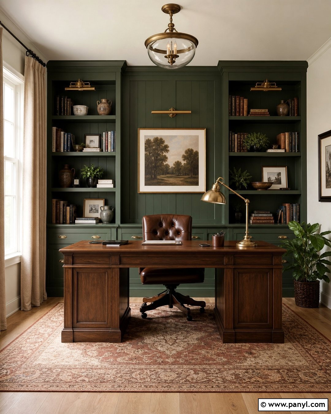 Forest Green Home Office Accent Wall - 25 Home Office Accent Wall Color Ideas