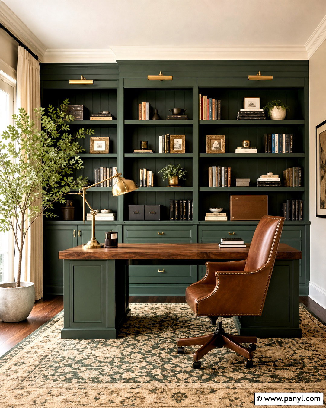 Forest Green Home Office Built-Ins - 20 forest green decor ideas