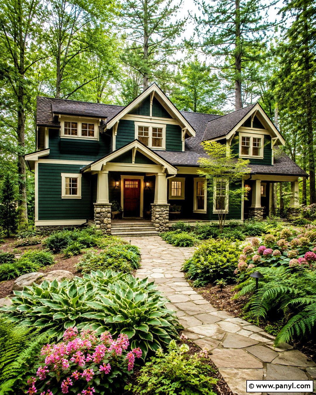 Forest Green House Paint With Warm White Trim - 20 house paint ideas