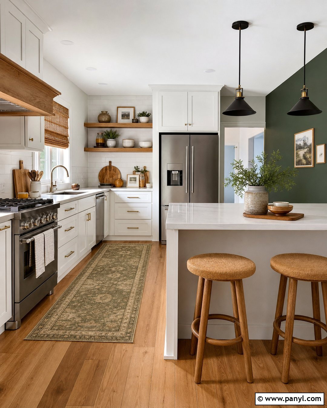 Forest Green Kitchen Accent Wall With White Cabinets - 35 forest green accent wall ideas