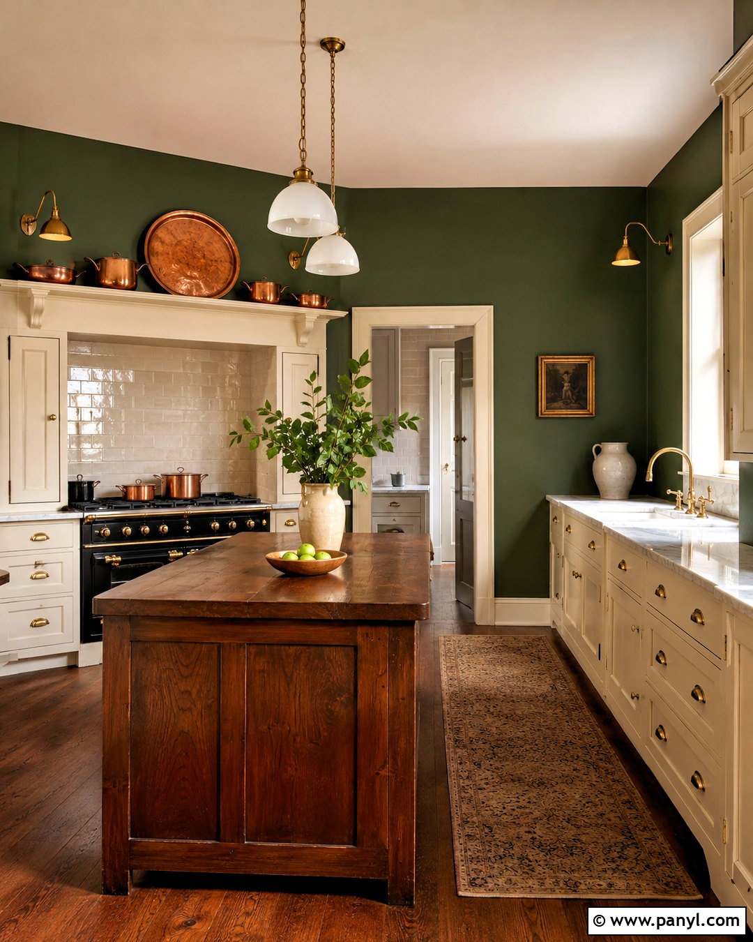 Forest Green Kitchen Walls With Cream Cabinets - 40 kitchen wall color ideas