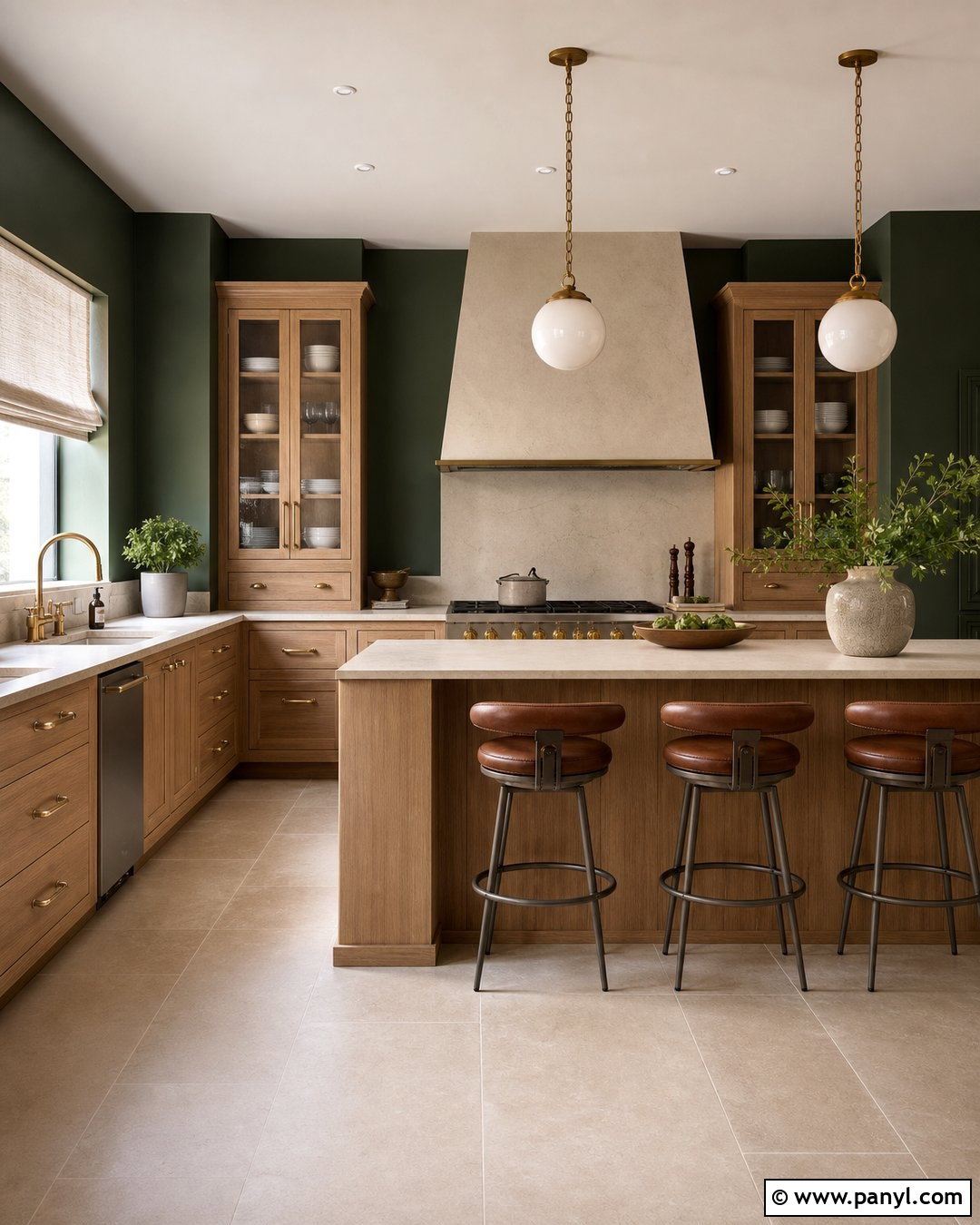 Forest Green Kitchen Walls With Light Wood Cabinets - 25 Kitchen Wall Color With Natural Wood Cabinet Ideas