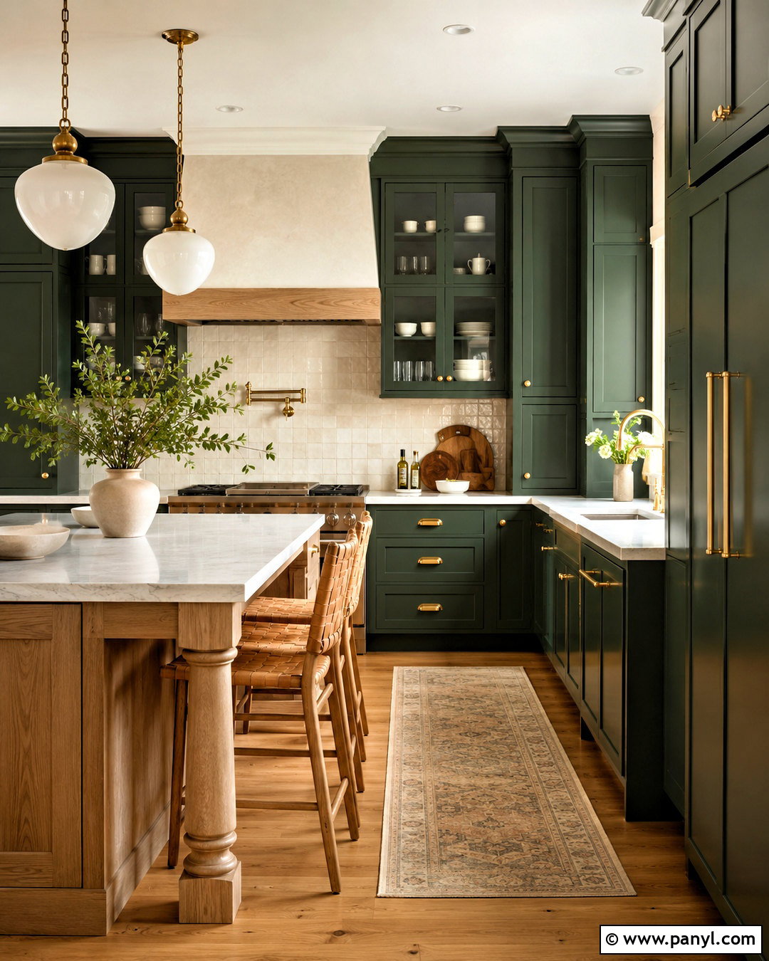 Forest Green Kitchen With Brass - 20 moody kitchen ideas