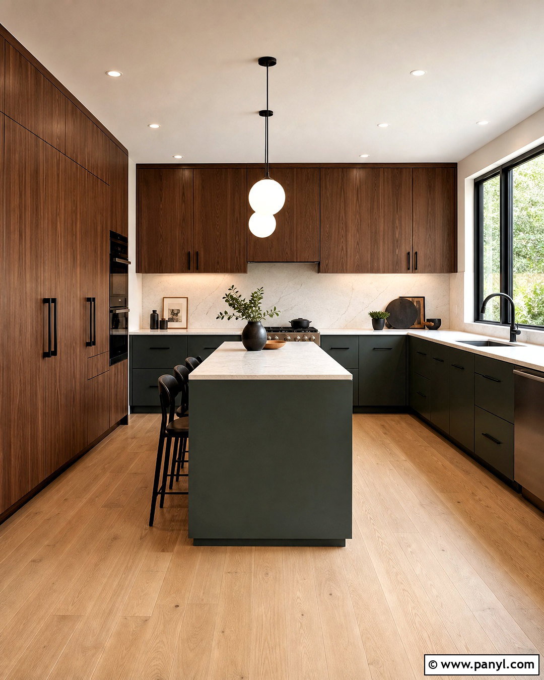 Forest Green Kitchen With Brown Upper Cabinets - 20 green and brown kitchen ideas