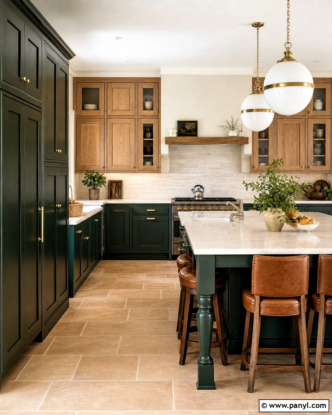 Forest Green Kitchen With Oak Cabinets - 20 kitchen color schemes with oak cabinets