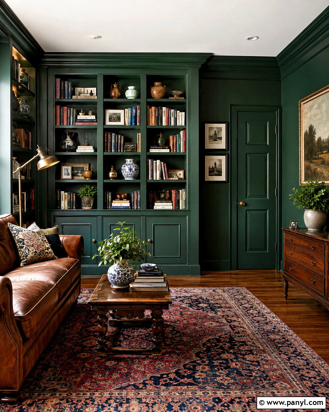 Forest Green Library Walls And Trim - 35 trim and walls same color ideas